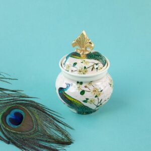 Festive Peacock Jar